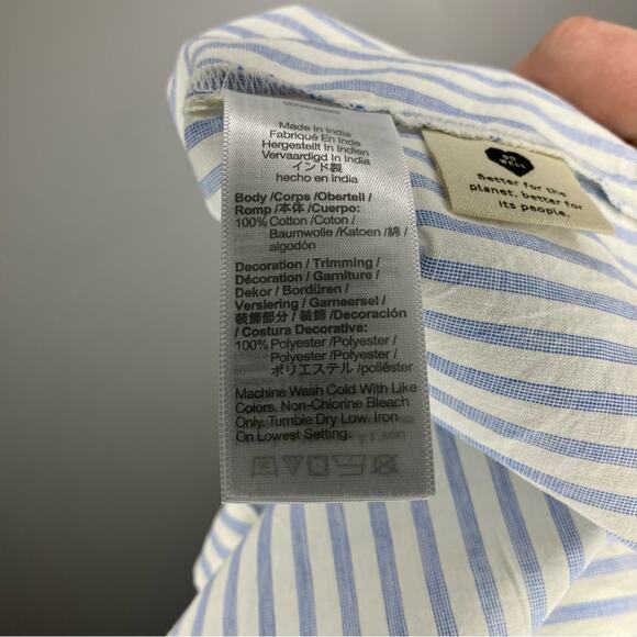 NWT MADEWELL Eyelet Button Front Shirt in Stripe Blue White XL - Picture 5 of 6